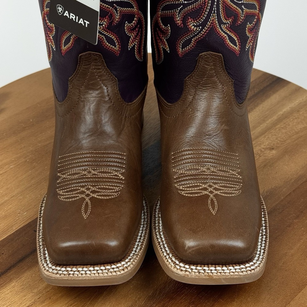 NWT Womens Ariat Showdown Purple Leather Square Toe Western Cowboy Boots SZ 6.5 - Picture 7 of 9